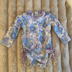 Ruffle Butts Floral Long Sleeve Swimsuit